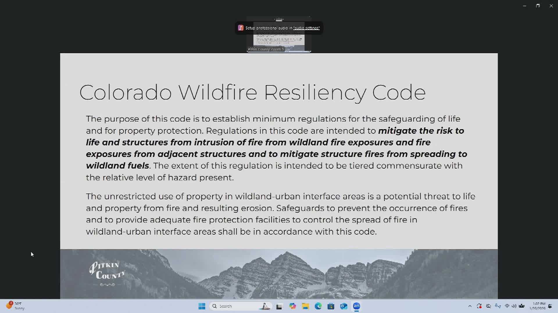 Pitkin County BoCC Work Session 1/20/26