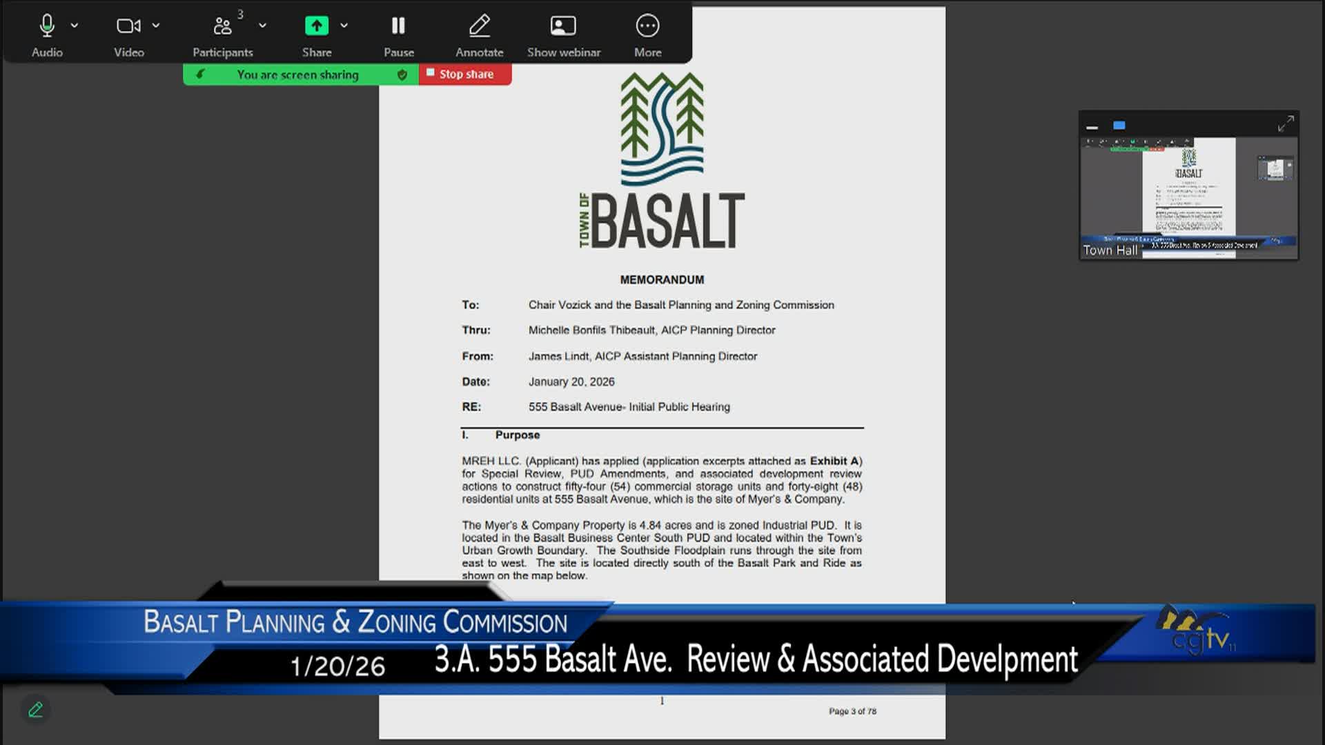 Basalt P&Z (Planning & Zoning) Commission Regular Meeting & Work Session 1/20/26