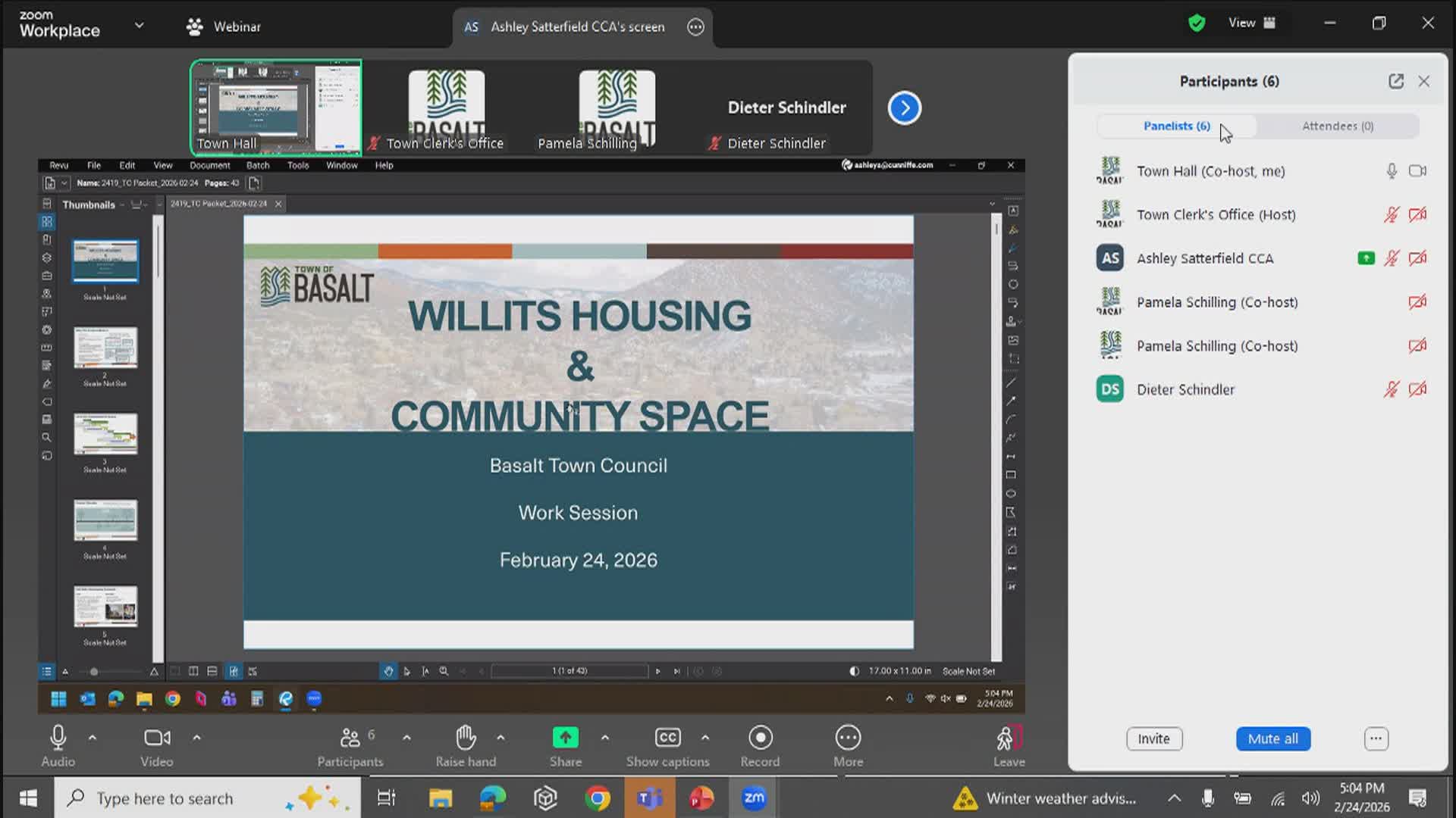 Thumbnail image for Basalt Town Council Work Session & Regular Meeting 2/24/26