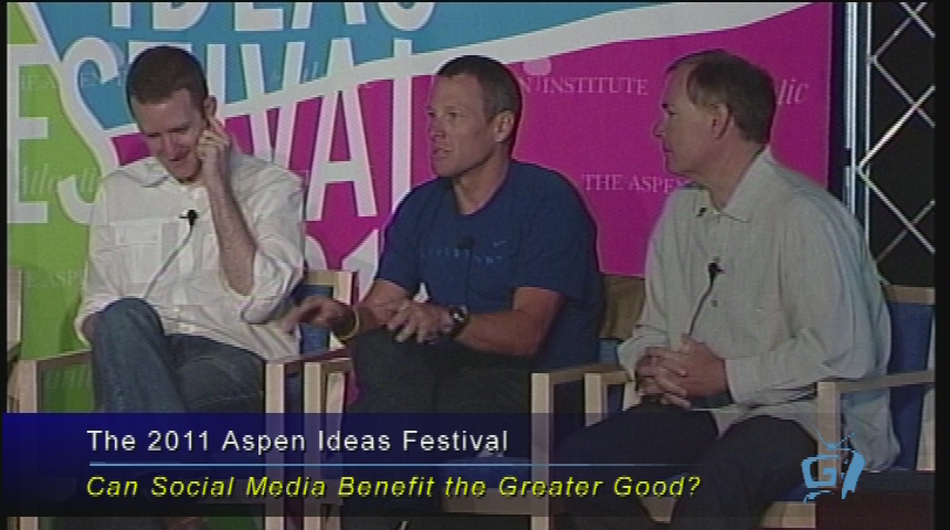 Thumbnail image for U.S. Trust presents: The Best of the 2011 Aspen Institute Aspen Ideas Festival - 'Can Social Media Benefit the Greater Good?' with Lance Armstrong, Pete Cashmore, Matt Flannery, Chris Hughes, Doug Ulman, Jerry Murdock